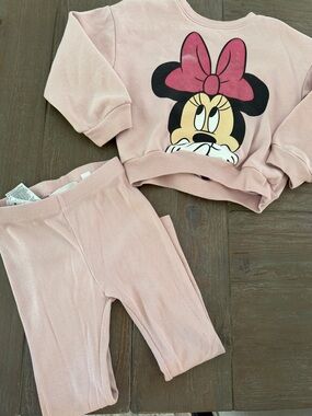 GAP Pink Minnie Mouse Ribbed Kids Matching Set